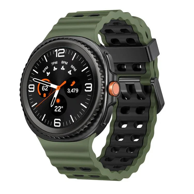 Dây đồng hồ silicone hai màu kiểu khóa nhả nhanh phong cách đại dương, dành cho Samsung Galaxy Watch8 / Watch8 Classic
