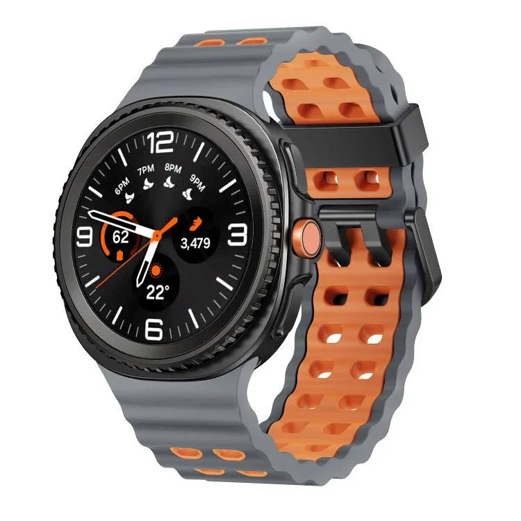 Dây đồng hồ silicone hai màu kiểu khóa nhả nhanh phong cách đại dương, dành cho Samsung Galaxy Watch8 / Watch8 Classic