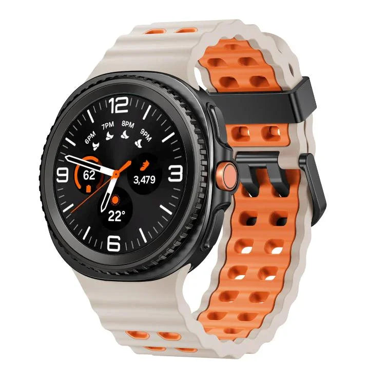 Dây đồng hồ silicone hai màu kiểu khóa nhả nhanh phong cách đại dương, dành cho Samsung Galaxy Watch8 / Watch8 Classic