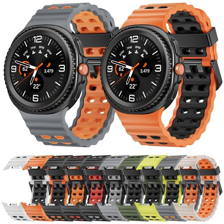 Dây đồng hồ silicone hai màu kiểu khóa nhả nhanh phong cách đại dương, dành cho Samsung Galaxy Watch8 / Watch8 Classic
