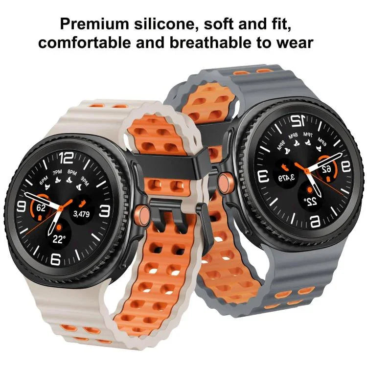 Dây đồng hồ silicone hai màu kiểu khóa nhả nhanh phong cách đại dương, dành cho Samsung Galaxy Watch8 / Watch8 Classic