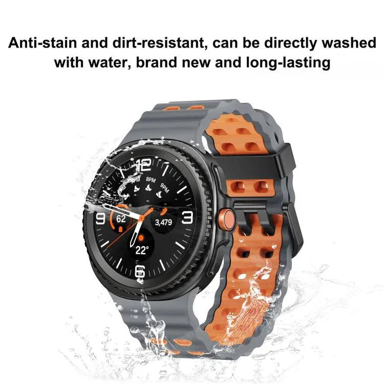 Dây đồng hồ silicone hai màu kiểu khóa nhả nhanh phong cách đại dương, dành cho Samsung Galaxy Watch8 / Watch8 Classic