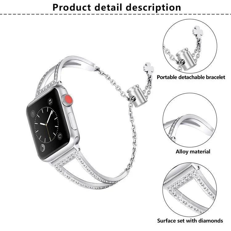 Dây đồng hồ hợp kim kẽm kim cương hình chữ V, Dành cho Apple Watch 46mm / 49mm / 45mm / 44mm, Dành cho Apple Watch 42mm / 41mm / 40mm / 38mm
