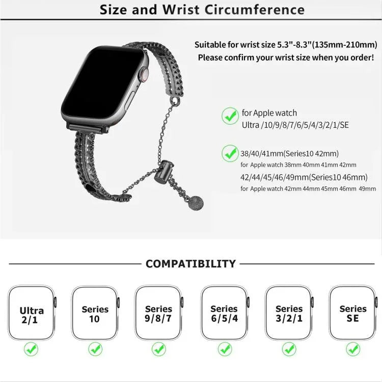 Dây đồng hồ hợp kim kẽm vòng tay tình yêu đá trắng, Dành cho Apple Watch 46mm / 49mm / 45mm / 44mm, Dành cho Apple Watch 42mm / 41mm / 40mm / 38mm