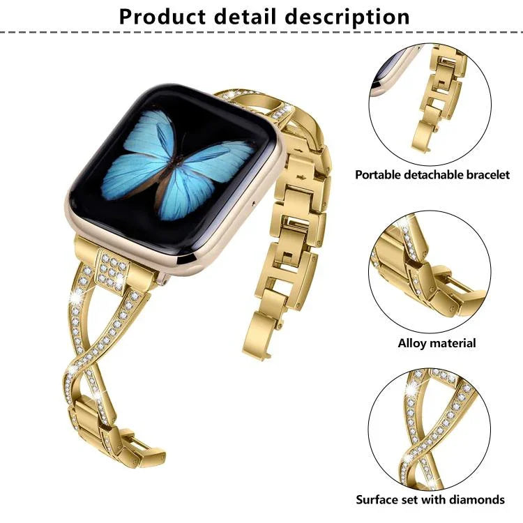 Dây đồng hồ hợp kim kẽm kim cương chéo, Dành cho Apple Watch 46mm / 49mm / 45mm / 44mm, Dành cho Apple Watch 42mm / 41mm / 40mm / 38mm
