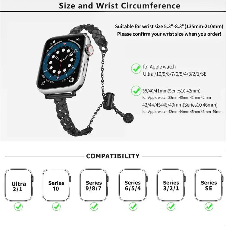 Dây đồng hồ hợp kim kẽm kim loại bóng bện, Dành cho Apple Watch 46mm / 49mm / 45mm / 44mm, Dành cho Apple Watch 42mm / 41mm / 40mm / 38mm