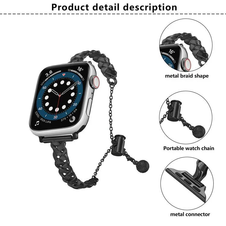 Dây đồng hồ hợp kim kẽm kim loại bóng bện, Dành cho Apple Watch 46mm / 49mm / 45mm / 44mm, Dành cho Apple Watch 42mm / 41mm / 40mm / 38mm