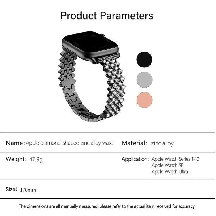 Dây đồng hồ hợp kim kẽm kim cương hình thoi, Dành cho Apple Watch 46mm / 49mm / 45mm / 44mm, Dành cho Apple Watch 42mm / 41mm / 40mm / 38mm