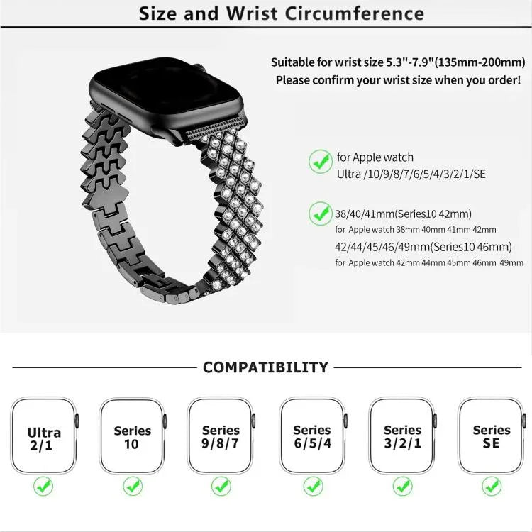Dây đồng hồ hợp kim kẽm kim cương hình thoi, Dành cho Apple Watch 46mm / 49mm / 45mm / 44mm, Dành cho Apple Watch 42mm / 41mm / 40mm / 38mm