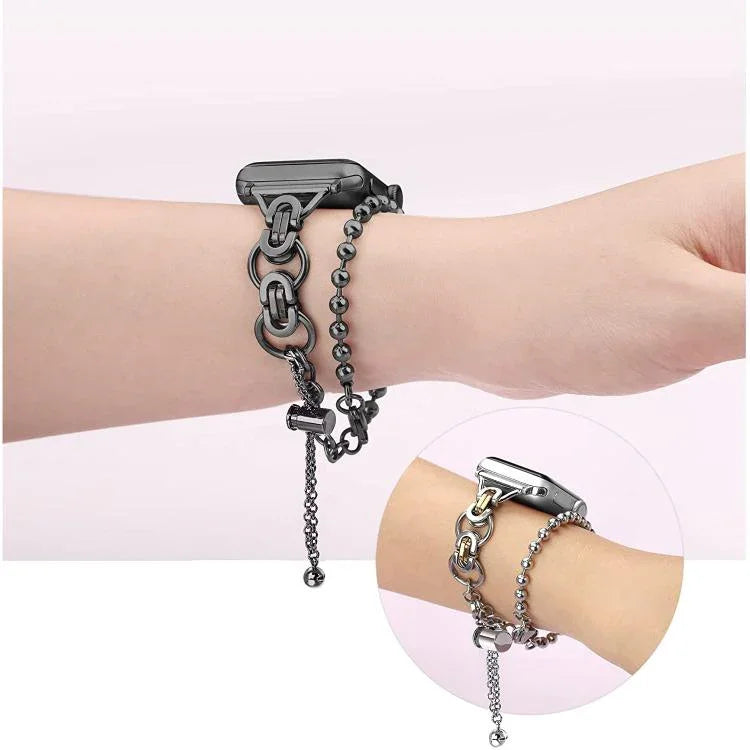 Dây đồng hồ hợp kim kẽm chuỗi hạt vòng đôi, Dành cho Apple Watch 46mm / 49mm / 45mm / 44mm, Dành cho Apple Watch 42mm / 41mm / 40mm / 38mm
