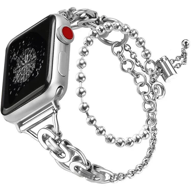 Dây đồng hồ hợp kim kẽm chuỗi hạt vòng đôi, Dành cho Apple Watch 46mm / 49mm / 45mm / 44mm, Dành cho Apple Watch 42mm / 41mm / 40mm / 38mm