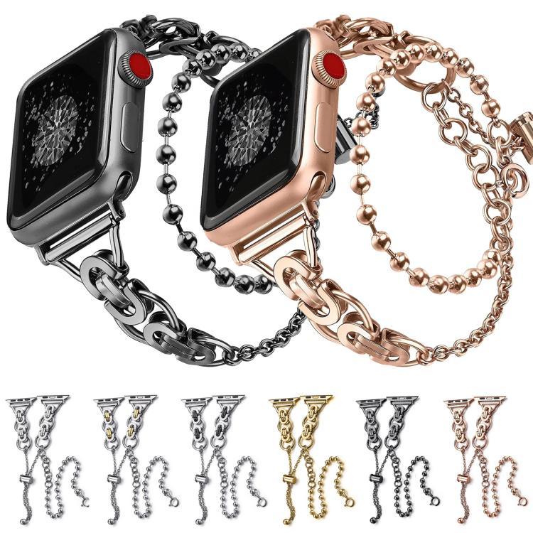 Dây đồng hồ hợp kim kẽm chuỗi hạt vòng đôi, Dành cho Apple Watch 46mm / 49mm / 45mm / 44mm, Dành cho Apple Watch 42mm / 41mm / 40mm / 38mm