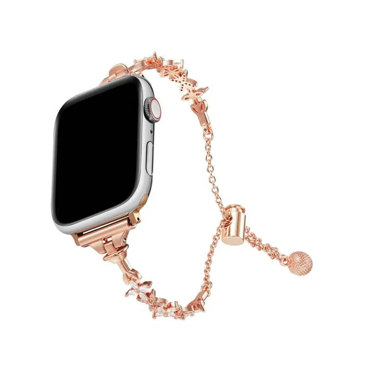 Four Leaf Clover Diamond Zinc Alloy Watch Band, For Apple Watch 46mm / 49mm / 45mm / 44mm, For Apple Watch 42mm / 41mm / 40mm / 38mm