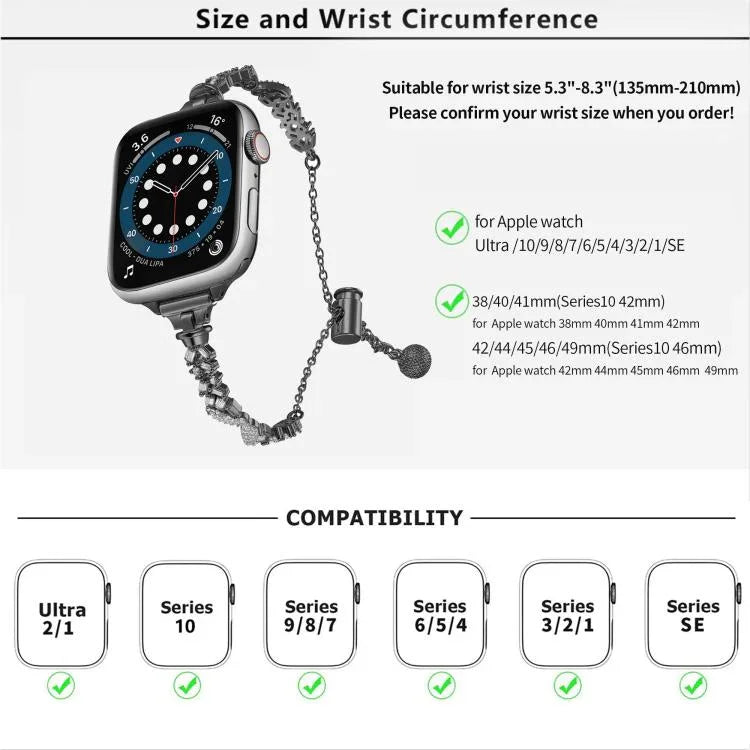 Dây đồng hồ hợp kim kẽm đính kim cương vỡ Wings, Dành cho Apple Watch 46mm / 49mm / 45mm / 44mm, Dành cho Apple Watch 42mm / 41mm / 40mm / 38mm