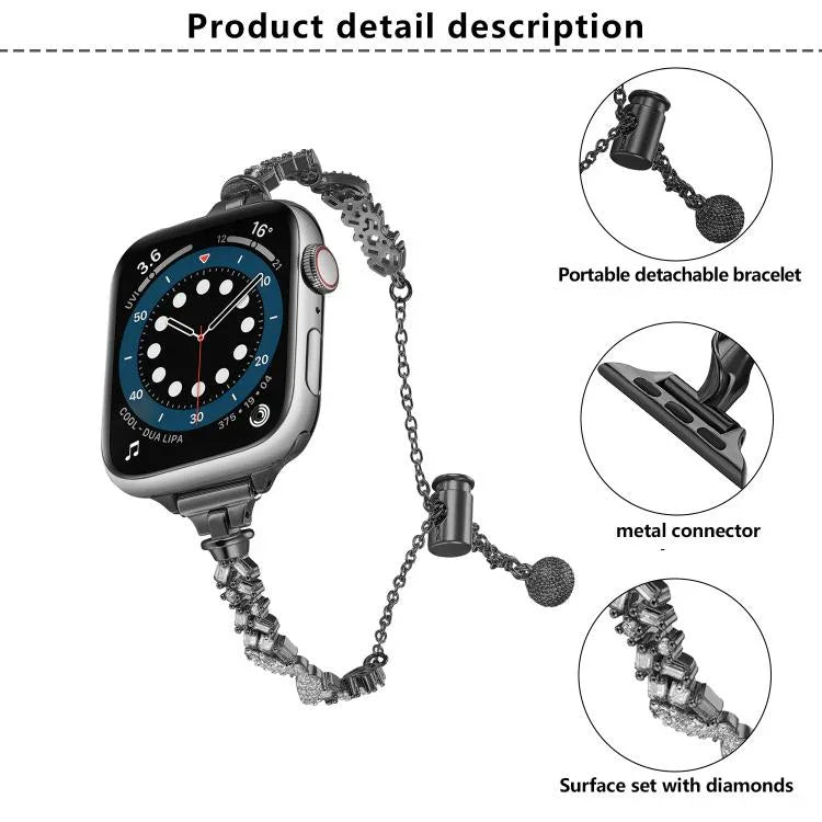 Dây đồng hồ hợp kim kẽm đính kim cương vỡ Wings, Dành cho Apple Watch 46mm / 49mm / 45mm / 44mm, Dành cho Apple Watch 42mm / 41mm / 40mm / 38mm