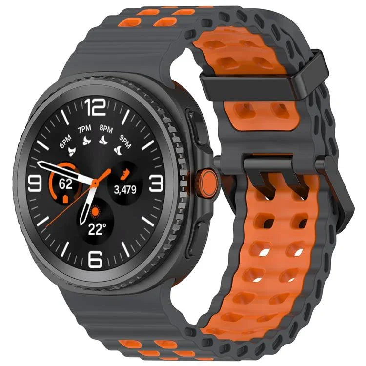 Dây đồng hồ silicone hai màu khóa đôi Marine, Dành cho Samsung Galaxy Watch8 / Watch8 Classic
