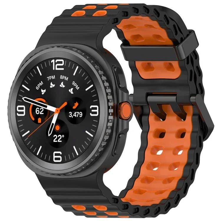 Dây đồng hồ silicone hai màu khóa đôi Marine, Dành cho Samsung Galaxy Watch8 / Watch8 Classic