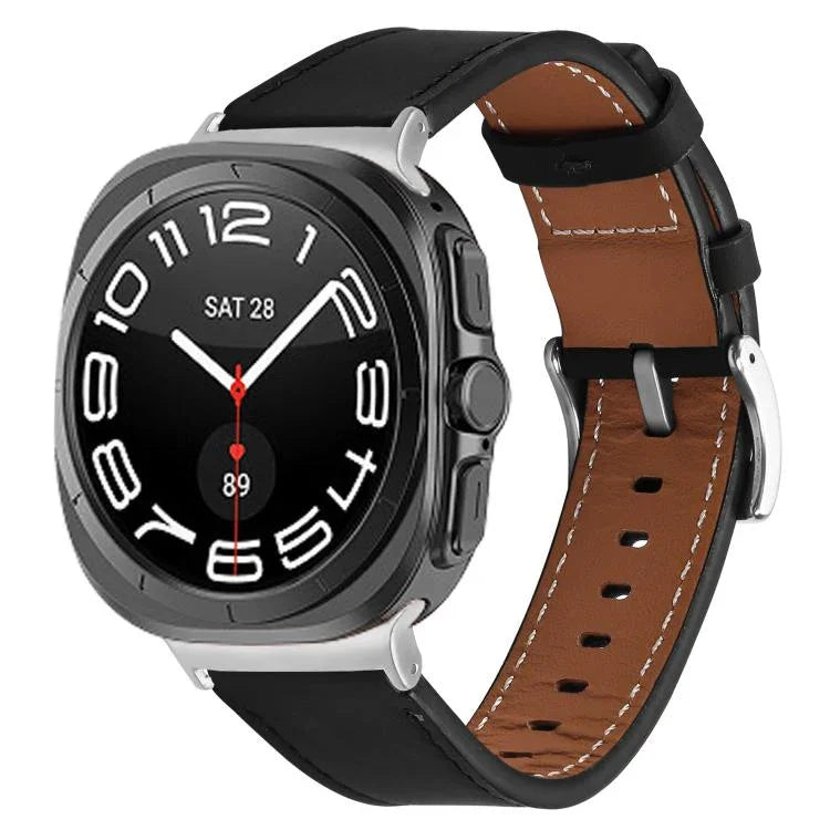 Dây đồng hồ da thật Nappa khóa bạc, Dành cho Samsung Galaxy Watch Ultra 47mm / Ultra 2025