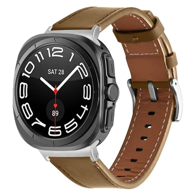 Dây đồng hồ da thật Nappa khóa bạc, Dành cho Samsung Galaxy Watch Ultra 47mm / Ultra 2025