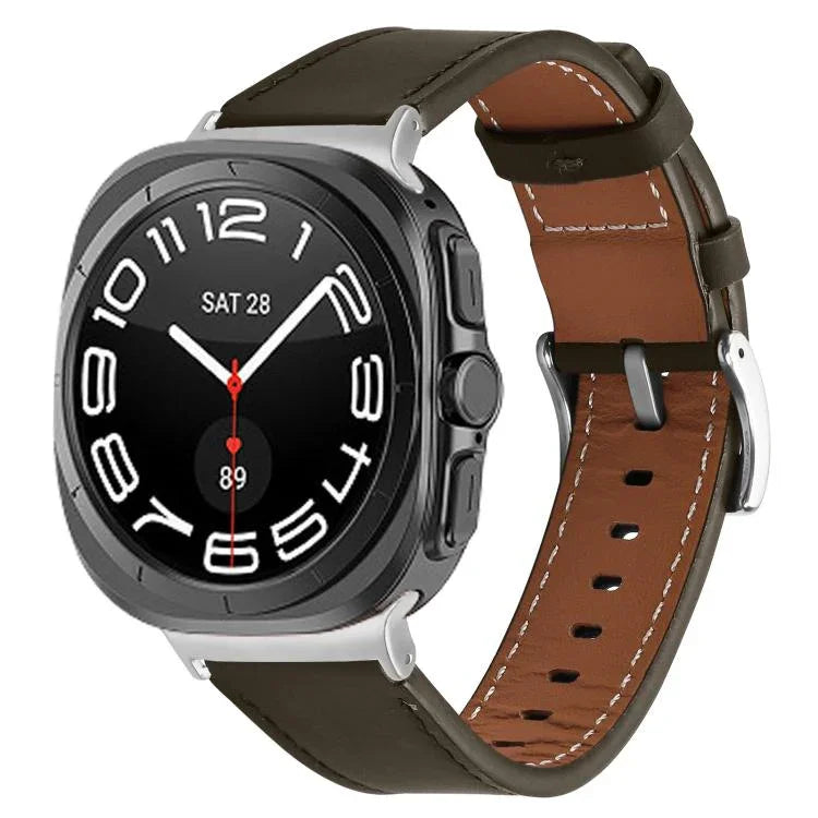 Dây đồng hồ da thật Nappa khóa bạc, Dành cho Samsung Galaxy Watch Ultra 47mm / Ultra 2025