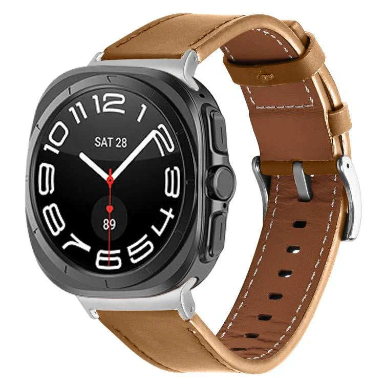 Dây đồng hồ da thật Nappa khóa bạc, Dành cho Samsung Galaxy Watch Ultra 47mm / Ultra 2025