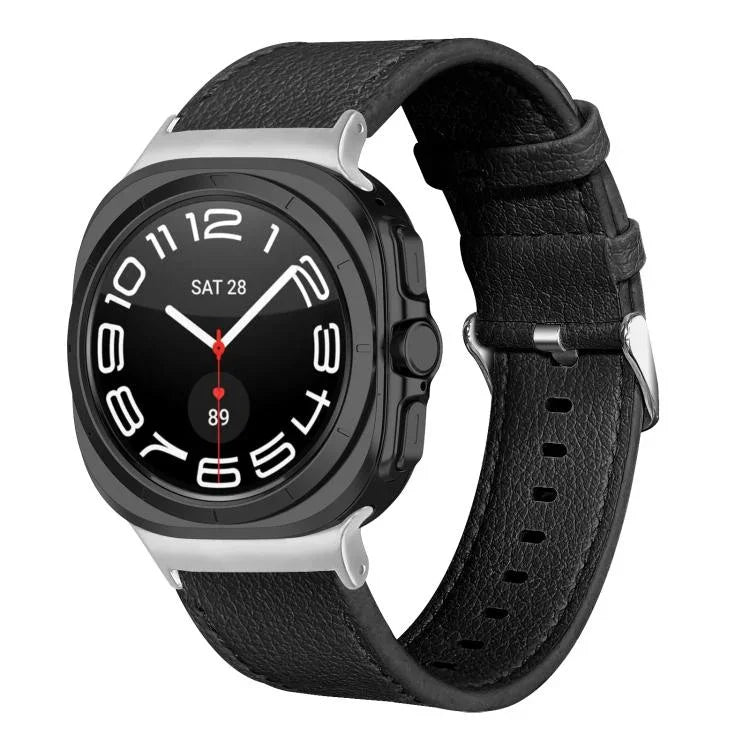 Dây đồng hồ da thật Lychee hai mặt, Dành cho Samsung Galaxy Watch Ultra 47mm / Ultra 2025