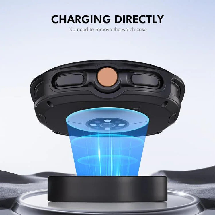 Ốp đồng hồ ENKAY Hat-Prince 2 trong 1 màu trơn PC với phim mềm PMMA bảo vệ toàn diện, Dành cho Samsung Galaxy Watch8 Classic 46mm