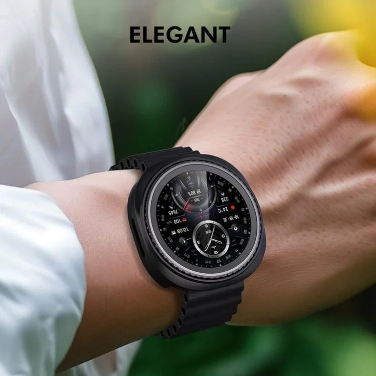 Ốp đồng hồ ENKAY Hat-Prince 2 trong 1 màu trơn PC với phim mềm PMMA bảo vệ toàn diện, Dành cho Samsung Galaxy Watch8 Classic 46mm