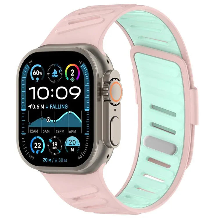 Dây đồng hồ silicone hai màu thoáng khí khóa chéo, Dành cho Apple Watch 46mm / 49mm / 45mm / 44mm