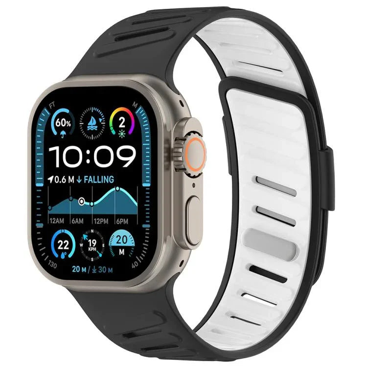 Dây đồng hồ silicone hai màu thoáng khí khóa chéo, Dành cho Apple Watch 46mm / 49mm / 45mm / 44mm