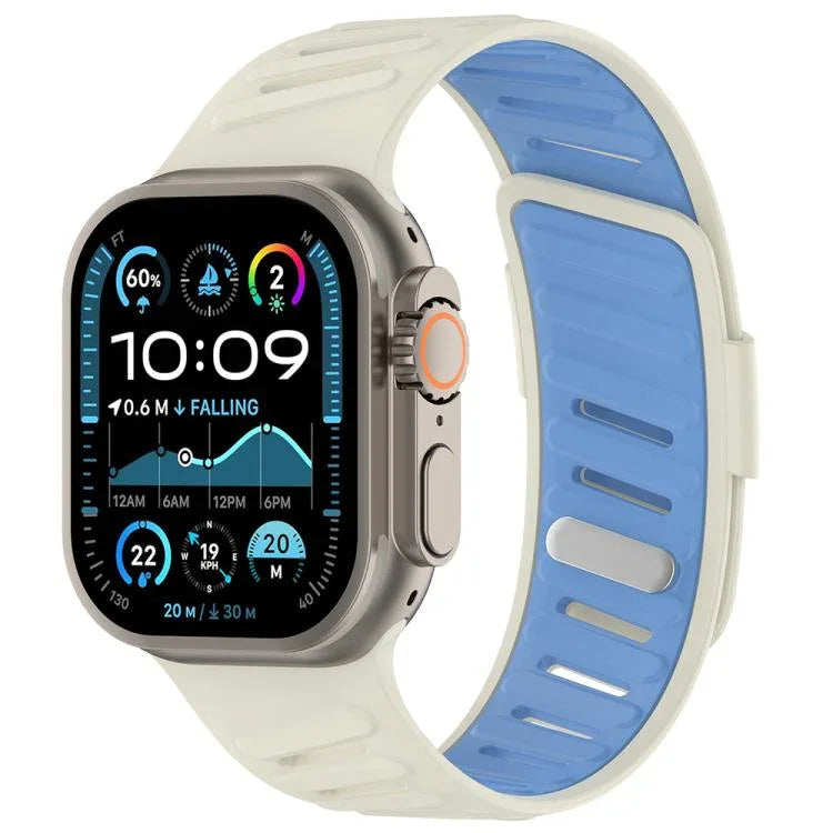 Dây đồng hồ silicone hai màu thoáng khí khóa chéo, Dành cho Apple Watch 46mm / 49mm / 45mm / 44mm