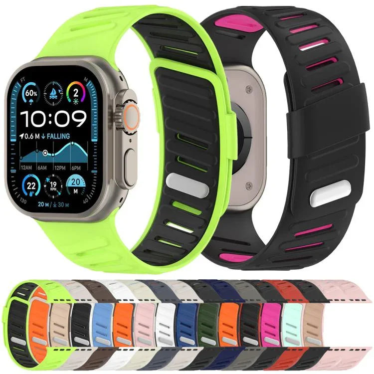 Dây đồng hồ silicone hai màu thoáng khí khóa chéo, Dành cho Apple Watch 46mm / 49mm / 45mm / 44mm