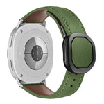 Magnetic Fold Genuine Buckle Leather Watch Band, For Samsung Galaxy Watch8 / Watch8 Classic