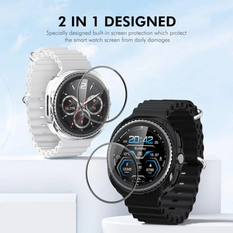 Ốp Mềm TPU Mạ Điện 2 trong 1 ENKAY Hat-Prince Kèm Miếng Dán Mềm PMMA Bao Phủ Toàn Diện, Cho Samsung Galaxy Watch8 Classic 46mm