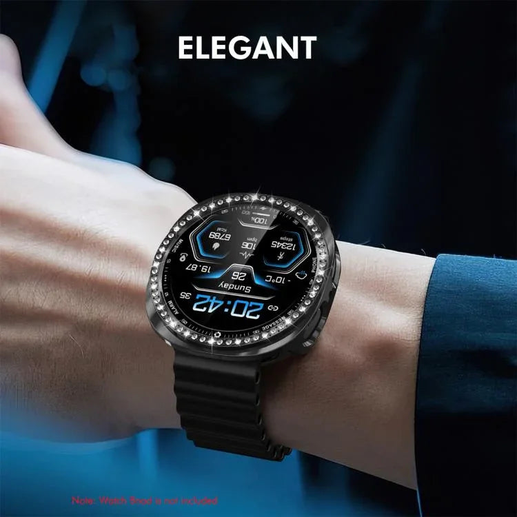 Ốp Đồng Hồ PC Kim Cương ENKAY Hat-Prince Kèm Miếng Dán Mềm PMMA Bao Phủ Toàn Diện, Cho Samsung Galaxy Watch8 44mm, Cho Samsung Galaxy Watch8 40mm