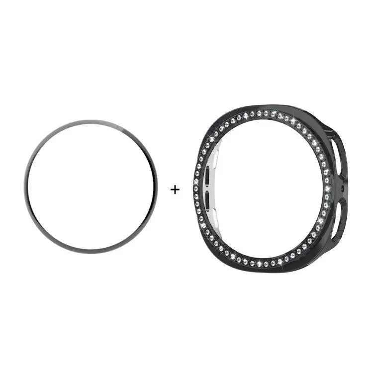 Ốp Đồng Hồ PC Kim Cương ENKAY Hat-Prince Kèm Miếng Dán Mềm PMMA Bao Phủ Toàn Diện, Cho Samsung Galaxy Watch8 44mm, Cho Samsung Galaxy Watch8 40mm