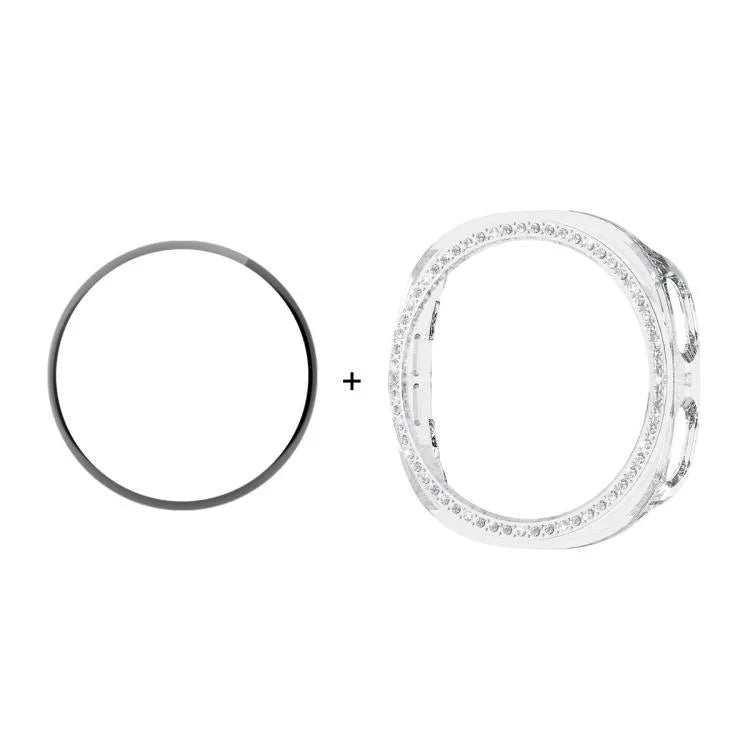 Ốp Đồng Hồ PC Kim Cương ENKAY Hat-Prince Kèm Miếng Dán Mềm PMMA Bao Phủ Toàn Diện, Cho Samsung Galaxy Watch8 44mm, Cho Samsung Galaxy Watch8 40mm