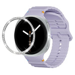 Dây đồng hồ silicone khóa màu thêu họa tiết sóng và viền kim cương, dành cho Samsung Galaxy Watch8 44mm, Samsung Galaxy Watch8 40mm