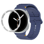 Dây đồng hồ silicone khóa màu thêu họa tiết sóng và viền kim cương, dành cho Samsung Galaxy Watch8 44mm, Samsung Galaxy Watch8 40mm