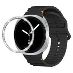 Dây đồng hồ silicone khóa màu thêu họa tiết sóng và viền kim cương, dành cho Samsung Galaxy Watch8 44mm, Samsung Galaxy Watch8 40mm