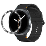 Dây đồng hồ silicone khóa màu thêu họa tiết sóng và viền kim cương, dành cho Samsung Galaxy Watch8 44mm, Samsung Galaxy Watch8 40mm