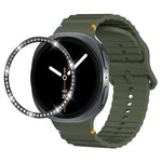 Dây đồng hồ silicone khóa màu thêu họa tiết sóng và viền kim cương, dành cho Samsung Galaxy Watch8 44mm, Samsung Galaxy Watch8 40mm