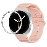 Dây đồng hồ silicone khóa màu thêu họa tiết sóng và viền kim cương, dành cho Samsung Galaxy Watch8 44mm, Samsung Galaxy Watch8 40mm
