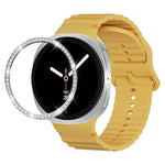Dây đồng hồ silicone khóa màu thêu họa tiết sóng và viền kim cương, dành cho Samsung Galaxy Watch8 44mm, Samsung Galaxy Watch8 40mm