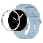 Dây đồng hồ silicone khóa màu thêu họa tiết sóng và viền kim cương, dành cho Samsung Galaxy Watch8 44mm, Samsung Galaxy Watch8 40mm
