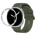 Dây đồng hồ silicone khóa màu thêu họa tiết sóng và viền kim cương, dành cho Samsung Galaxy Watch8 44mm, Samsung Galaxy Watch8 40mm