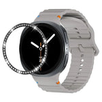 Dây đồng hồ silicone khóa màu thêu họa tiết sóng và viền kim cương, dành cho Samsung Galaxy Watch8 44mm, Samsung Galaxy Watch8 40mm