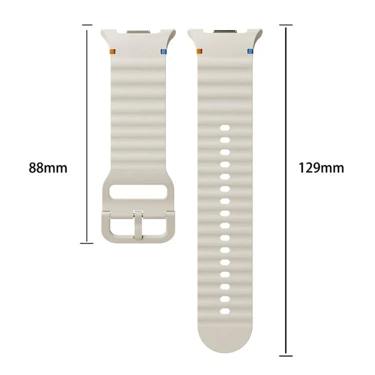 Dây đồng hồ silicone khóa màu thêu họa tiết sóng và viền kim cương, dành cho Samsung Galaxy Watch8 44mm, Samsung Galaxy Watch8 40mm