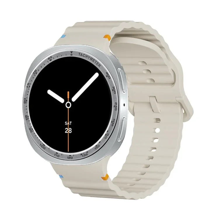 Dây đồng hồ silicone khóa màu thêu họa tiết sóng và viền tốc độ, dành cho Samsung Galaxy Watch8 44mm, Samsung Galaxy Watch8 40mm