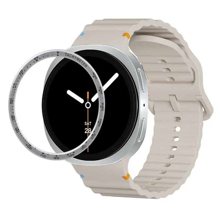 Dây đồng hồ silicone khóa màu thêu họa tiết sóng và viền tốc độ, dành cho Samsung Galaxy Watch8 44mm, Samsung Galaxy Watch8 40mm